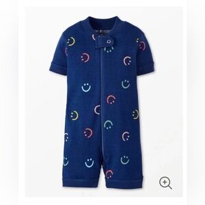 Hanna Andersson Navy Blue Shorts Pajama with Multicolor Smiles